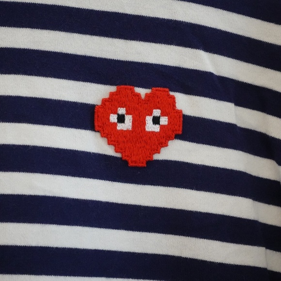 Comme des Garçons PLAY Striped Long Sleeve Tee – Navy/White – L – Made in Japan - Picture 4 of 7